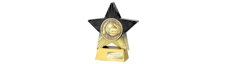 SUPERSTAR FOOTBALL GOALKEEPER RESIN TROPHY - 2 SIZES - 11CM & 14CM